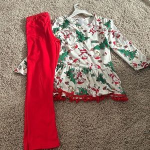 Christmas tunic and pants size 7/8 worn once